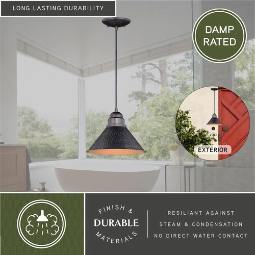 Vaxcel Lighting T0349 Outland 1 Light 10"W Outdoor Pendant - Grey - Picture 12 of 12