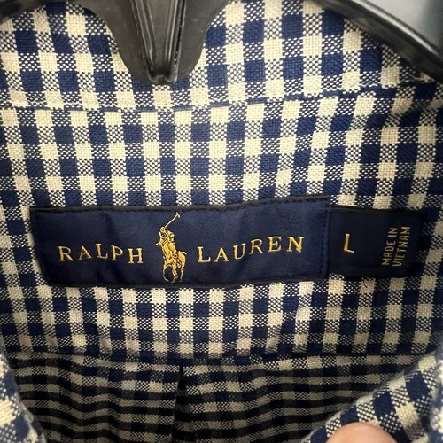 Ralph Lauren Herren Hemd Large Blau Gingham Kariert Langarm Knopfleiste Preppy - Bild 7 von 9