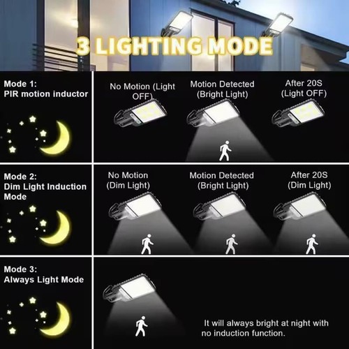 3PCS Outdoor Solar Wall Light LED Motion Sensor Bright Flood Street Lamp 3 Modes - Picture 6 of 10