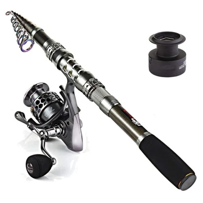 Spinning Angelrute Set mit Aluminiumrolle 3m für Süß- & Salzwasser Angeln