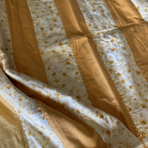 Handmade Flannel Strip Lap Quilt 40x60 Yellow Flower Garden - Picture 2 of 6