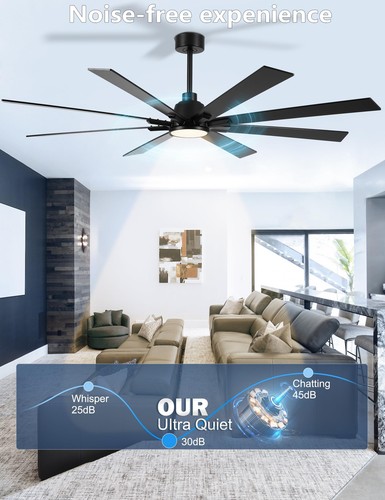 Ceiling Fan with Lights Remote Control, Brushed Nickel Large Ceiling Fan with... - Picture 7 of 7