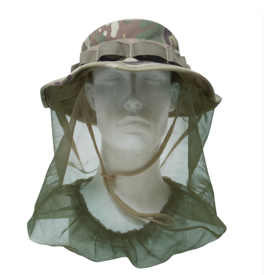 MILITARY BOONIE HAT WITH MOSQUITO NETTING IN MULTI CAMO