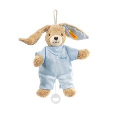 STEIFF 237515 Spieluhr Hoppel Hase blau 20cm Baby
