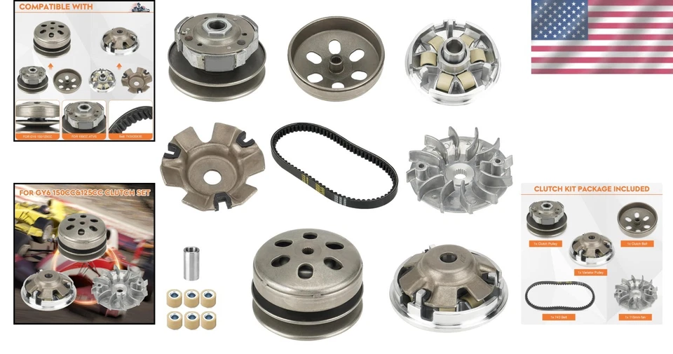 Sistema de embrague de alto par GY6 resistente para 125cc/150cc - Variador y juego de correas 743 Foto 2 de 4