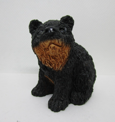 Vintage Figurine Black Bear Sitting Down Resin 2 inch tall - Picture 2 of 6