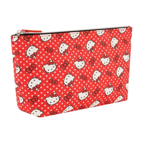 Hello Kitty Travel Makeup Bag, Trapezoid Cosmetic Organizer Pouch for Women, Red - Picture 4 of 5
