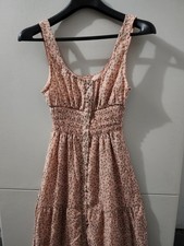 Urban Outfitters Dress Womens S Rose Button Up Tank Smock Tier Flare Floral New