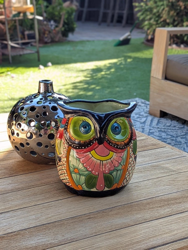 Schöner Eule Blumentopf | Keramik Talavera Übertopf ist handgefertigte mexikanische Keramik - Bild 2 von 10