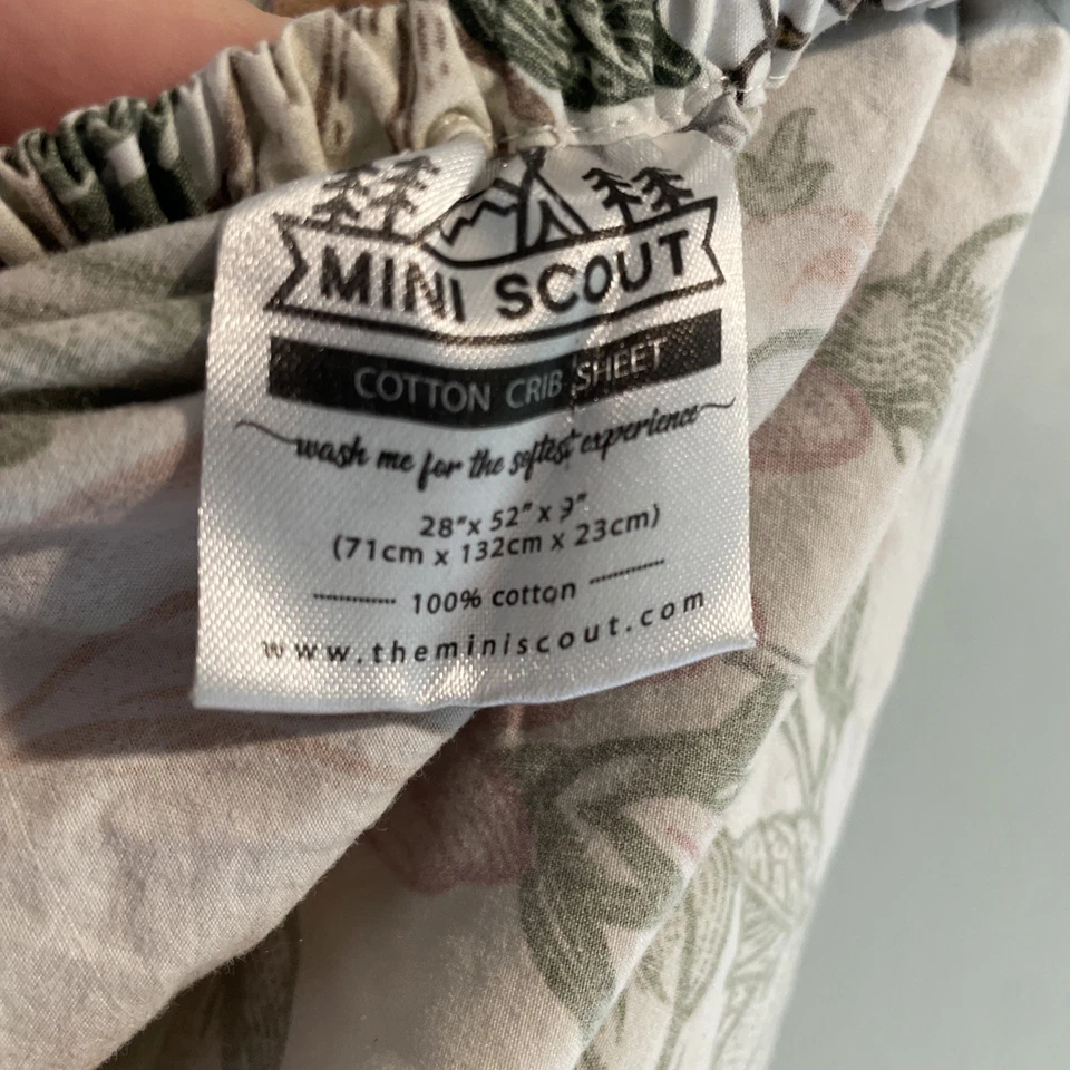 Sábana Cuna 100% Algodón Grande Floral Flores Jardín Colores Silenciados Mini Scout Foto 4 de 4