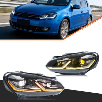 LED Headlights for Golf 6 MK6 VI 2010-2014 TDI DRL Front Lamps Pair Assembly