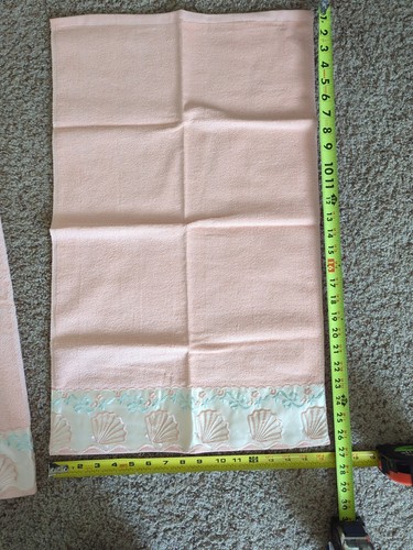 Vintage Bath Towel Set After Bath Luxury By J Aboucher & Sons Peach Seashell USA - Picture 8 of 15