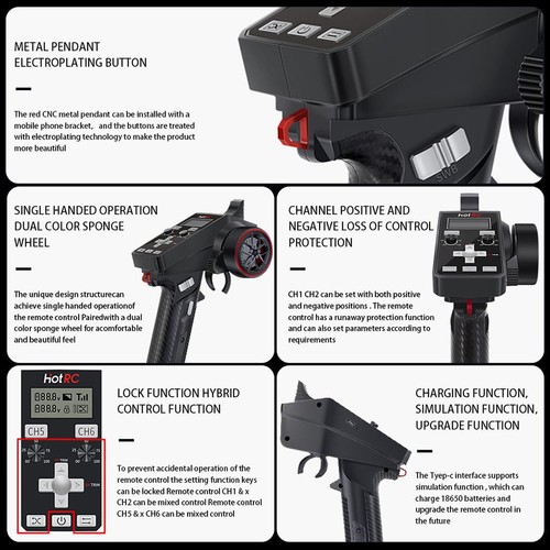 HOT RC CT-6A Remote Controller with F-06A Receiver for RC Vehicles - Picture 2 of 6