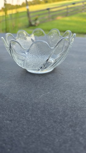 Klarglas Dessertschalen strukturiert gewellter Rand 4,5" 2er Set Vintage Küche - Bild 5 von 6