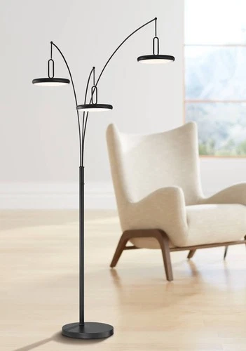 Lite Source Sailee 90" High Black 3-Light LED Modern Arc Floor Lamp - Picture 1 of 3