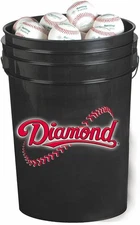 Diamond 6-Gallon Ball Bucket with 30 DOB Baseballs, Black