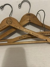 3 Vintage Wooden Clothes Hangers Sheraton Piccadilly