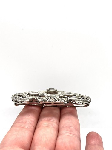 Schöne Art Deco antike Sterling Silber 925 Paste Brosche - groß 26g - Bild 3 von 7