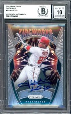 Juan Soto Auto 2020 Panini Prizm Fireworks Card F8 Mets Sig 10 Beckett #17039453