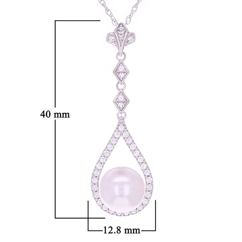 Sterling Silver Freshwater Pearl Tear Drop Charm Pendant Necklace 18" 3.5 grams - Picture 4 of 4