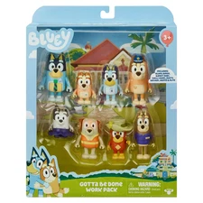 Bluey Gotta be Done Work 8 Pack, 2.5 - 3" Bluey Character Figures, Ages 3+