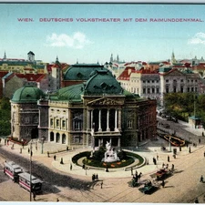 c1910s Vienna, Austria Deutsches Volkstheater Raimund Monument Tram City A341