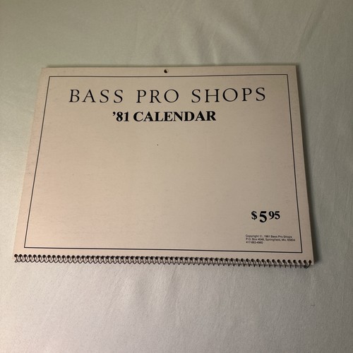 Calendario da parete vintage 1981 Bass Pro Shops  - Foto 2 di 14