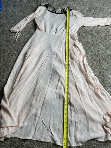 Free People Journey to the Horizon Maxi Duster pink boho hippie Embroidery Sz 2 - Picture 7 of 9