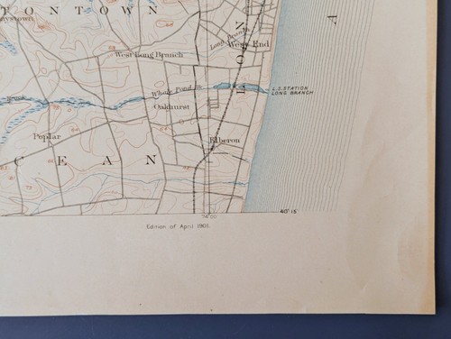 1901 Sandy Hook, New Jersey USGS Topographic Map Original - Picture 4 of 8