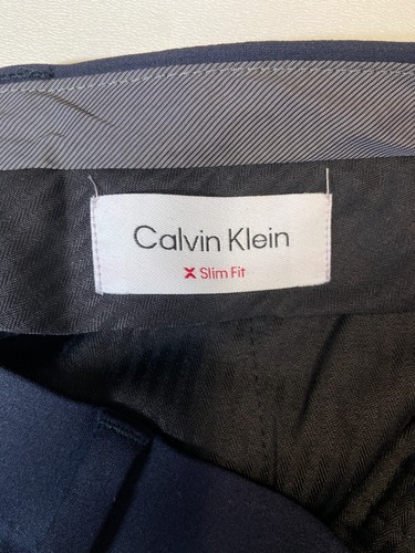 Pantalones/pantalones de vestir de lana CALVIN KLEIN azul marino elástico ajustado 30Wx30L para hombre - Imagen 3 de 7