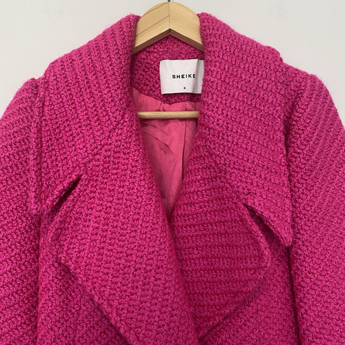 Sheike Size AU6 Park Ave Long Coat Hot Pink Wool Blend Winter Barbiecore RRP$270 - Picture 4 of 12