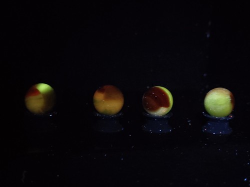 4pk matching Vitro Agate Tri Lite Marbles Red Yellow Green MINT 9.8 UV - Picture 8 of 8