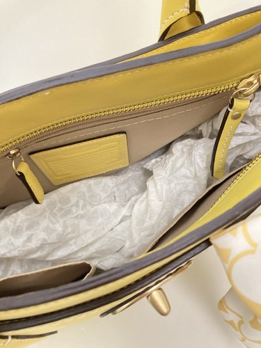 COACH 11554 MADELINE YELLOW LEATHER SATCHEL TOTE PURSE w SIG SCARF- RARE - EX - Picture 8 of 15