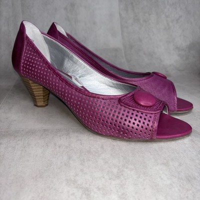 Marco Tozzi Fuchsia Pink Leder High Heel Open Toe Schuhe EU 39 / UK 6