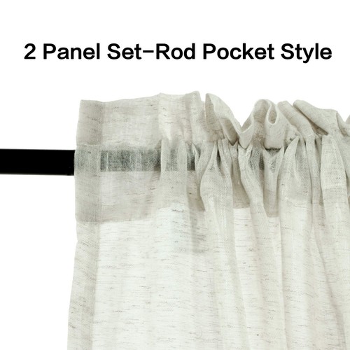 Natural Linen Blended Window Curtain Panels Semi Sheer Curtains 84 Inches Lon... - Picture 2 of 7