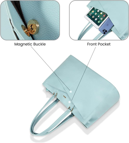 LOVEVOOK Laptop Bag for Women 15.6 Inch Tote Bags Waterproof Cyan-blue - Picture 2 of 6