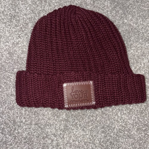 Love Your Melon Knit Beanie Hat Cap Maroon Bungundy 100% Cotton