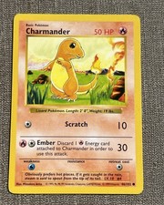 Charmander 46/102 Base Set Shadowless WOTC TCG Vintage Pokemon Card LP