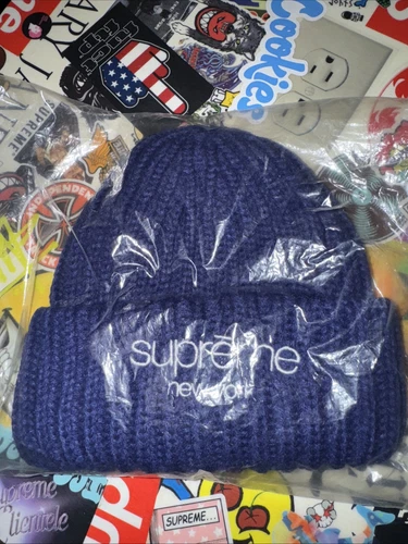Bonnet côtelé Supreme Bleu royal foncé FW22 (neuf en plastique)