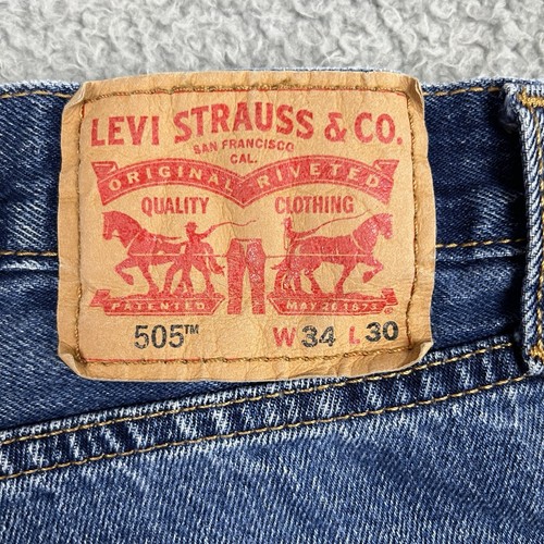Jeans Levis 505 para hombre talla 32x28,5 azul lavado medio algodón denim regular recto - Imagen 10 de 24