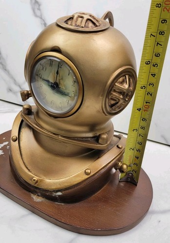 Old School Diving Divers Helmet Clock Wood Base Vintage Style Home Decor Works! - Picture 16 of 23