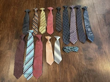 Clip On Tie Multicolor Multiple Designs Lot Of 15