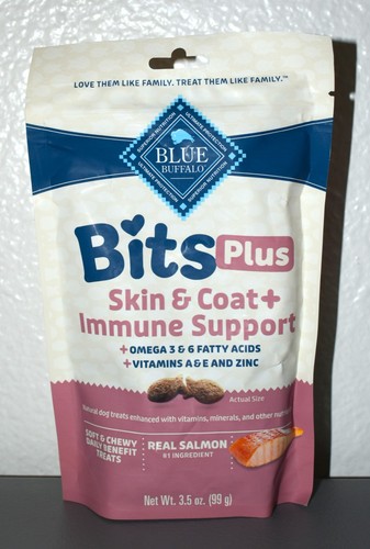 Blue Buffalo Bites Plus Skin And Coat/Immune Support Dog Treats Salmon Lot of 8 - Picture 2 of 3