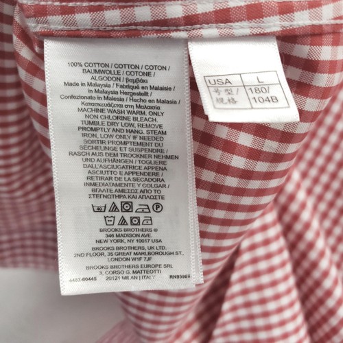Brooks Brothers Shirt Mens Large Red White Gingham Regent Non Iron Supima Cotton - Picture 9 of 11