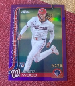 2025 Topps Chrome James Wood RC logofractor Purple Parallel 242/250 #132