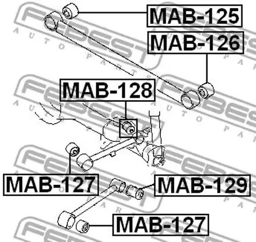 Buje del brazo de control Eje trasero arriba MAB-128 FEBEST para MITSUBISHI - Imagen 8 de 10