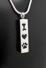 I Love My Pet Paw Print Cylinder Memorial Keepsake Urn Jewellery Pendant  Chain