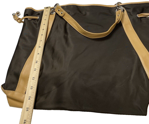 Large Vintage Style Brown Tote Bag Brand New As Is Cracking Flaws Condition - Picture 13 of 14