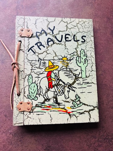 Vintage 30er Jahre Holz Meine Reisen Sammelalbum Journal Fotoalbum - Bild 1 von 6