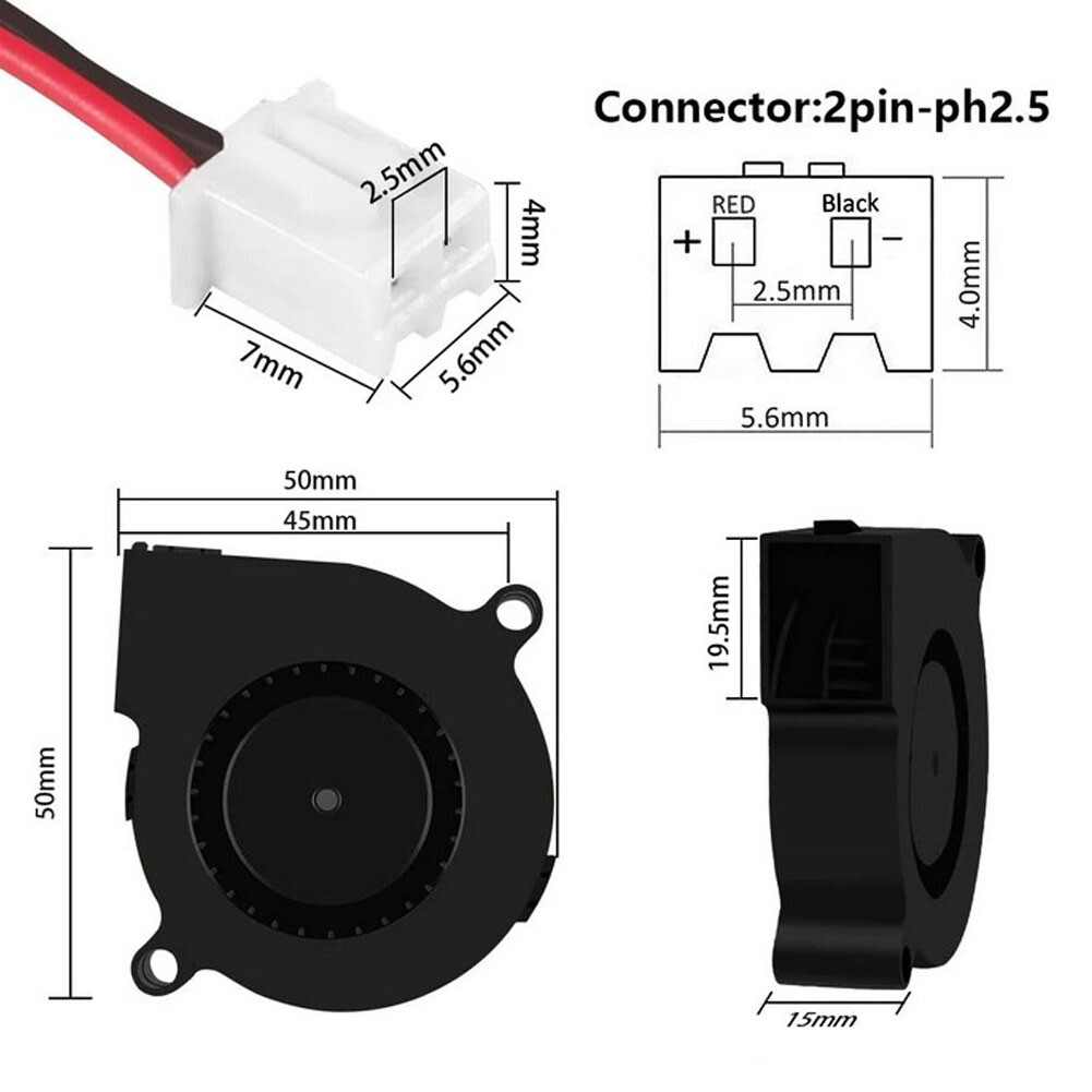 2X 24V Brushless DC Blower Fan Ultra Quiet Cooling Fan 5015S 50mm x 15mm OZ - Picture 8 of 9